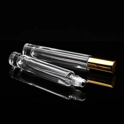 10pcs/lot Natural Gemstone Roller Ball Bottle 10ml Essential Oil Roll On Thick Glass Bottles With Crystal Chips Bottle