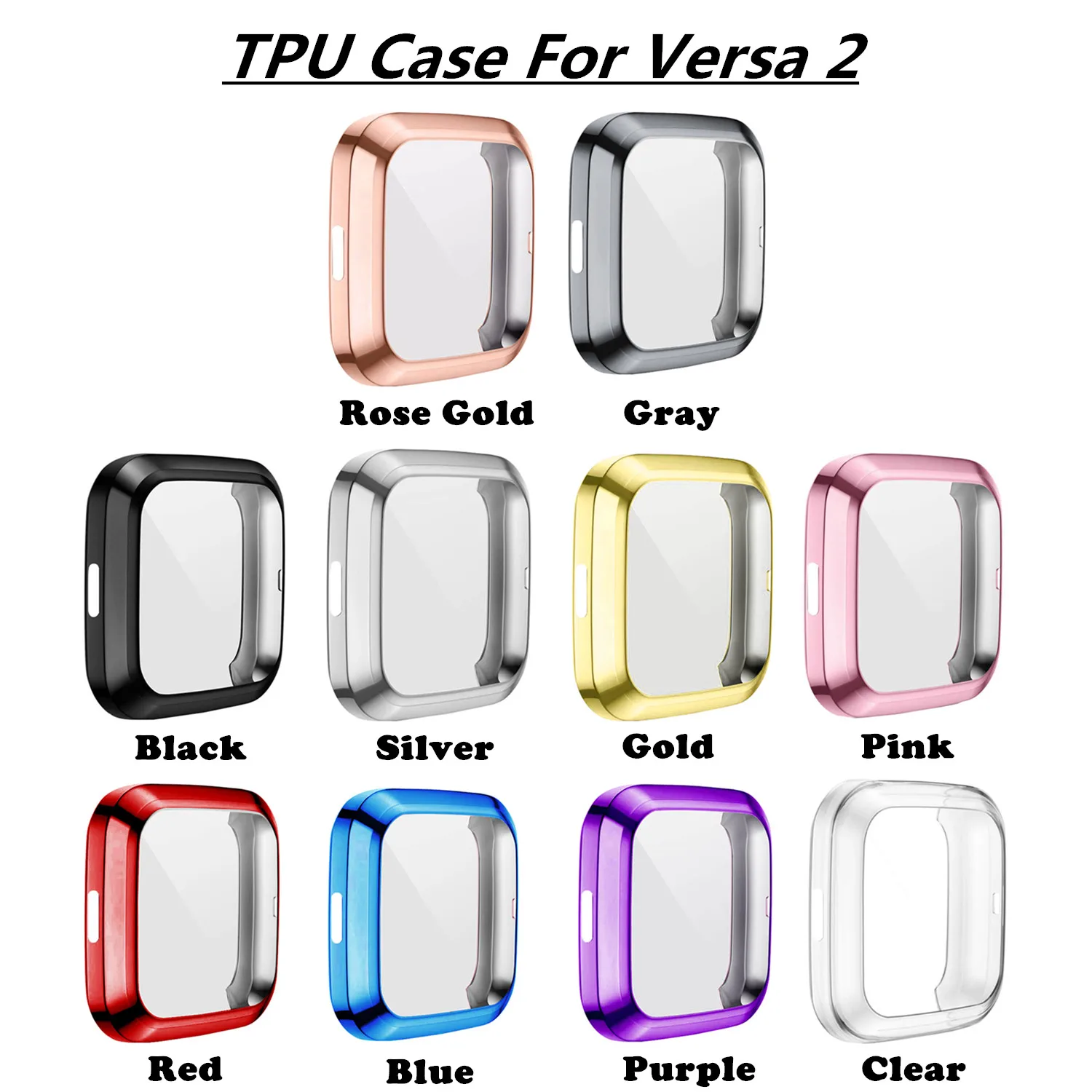 Caso para fitbit versa 2 tpu macio chapeamento protetor capa para fitbit versa2 relógio de proteção all-inclusive caso escudo acessórios