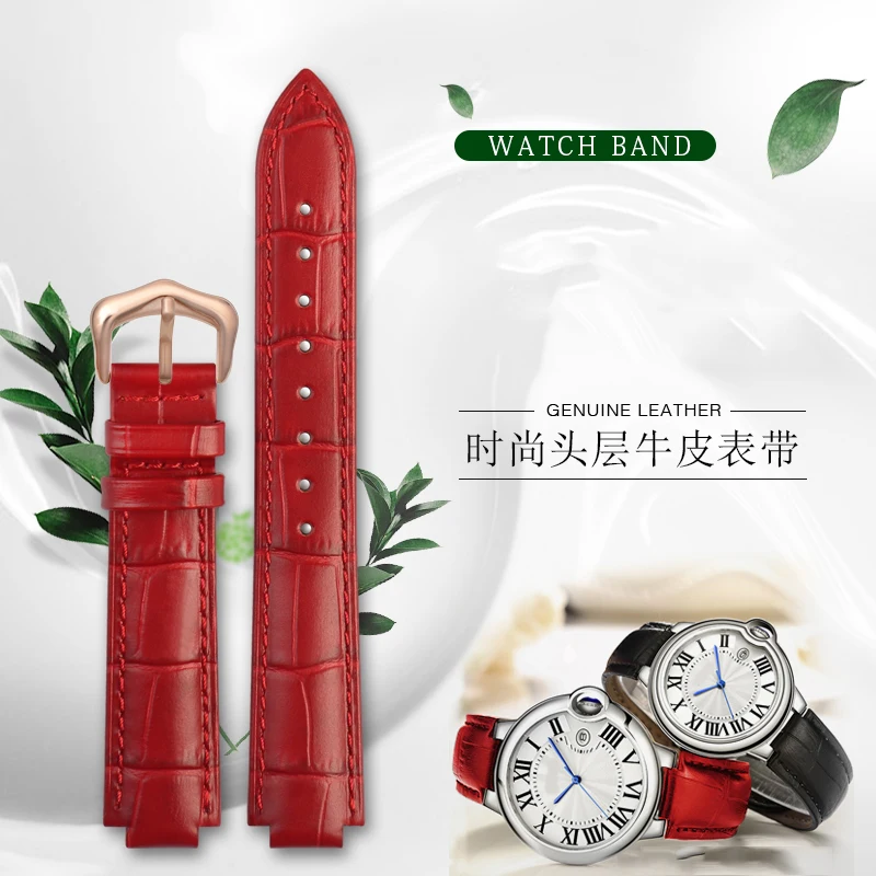 Genuine Leather watchband for Ballon Bleu wrist band men female convex leather strap 14*8mm 18*11mm 20*12mm Fashion bracelet