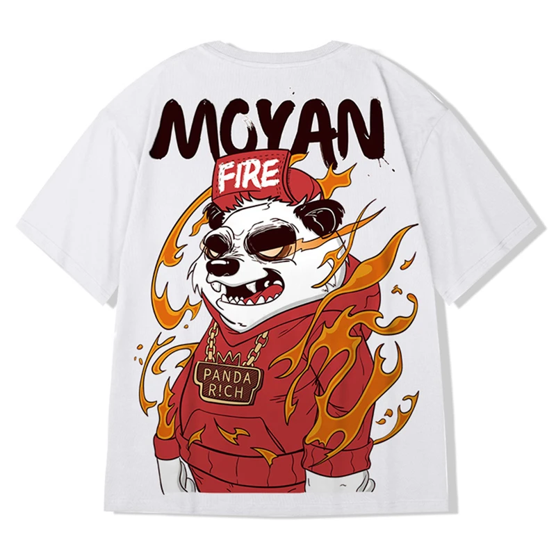 Lyprerazy New Fashion China Wind Panda Tide Brand Large Short Sleeve T-shirt Loose Trend Cotton Men's Tshirt