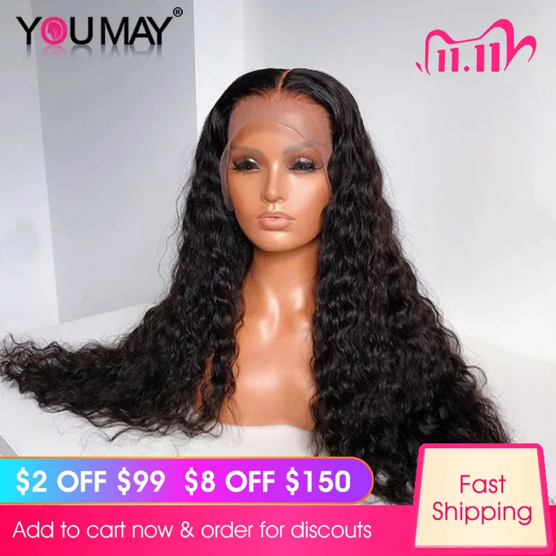 Loose Curl 250 Density 13X4 Lace Front Human Hair Wigs 360 Lace Frontal Wig Headband Water Wave 30 Inch Full Lace You May Remy