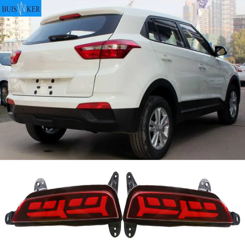 

2PCS Led Reflector driving lights for Hyundai Creta IX25 2014 2015 2016 2017 Brake Lights rear bumper lamp Turning Signal light