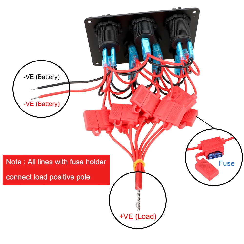 Panneau de commutation avec 8 boutons, chargeurs USB, disjoncteur, accessoires de lame de fusible, lumière interdite, voiture, camion, bateau, caravane, 15A, 24V, 12V