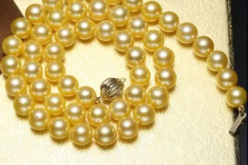 

HABITOO Real Natural AAA+ 9-10 Mm YELLOW South Sea Pearl Necklace 18" 14k Jewelry Chains Necklace for Woman жемчужное ожерелье