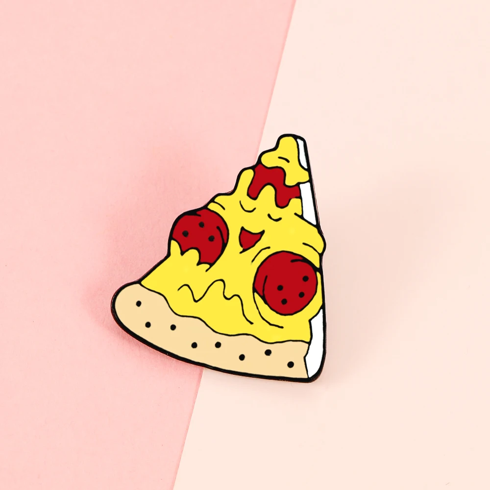 Cartoon Food Brooch Pizza Donut Sandwich Hot Dog Enamel Lapel Pin Shirt Bag Badges Brooches Cute Pink Jewelry Gift Kids Friends