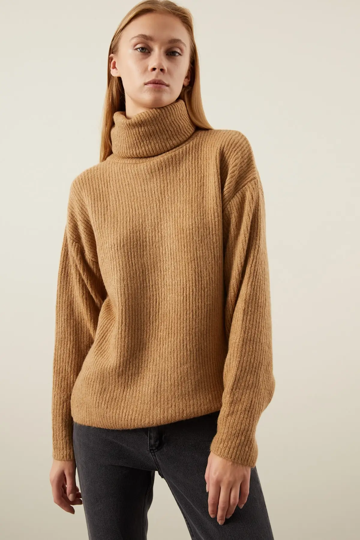 Winter Oversize Turtleneck Sweaters Onesize Casual Wear Keeps Warm Wool And Cotton Blend Sweaters