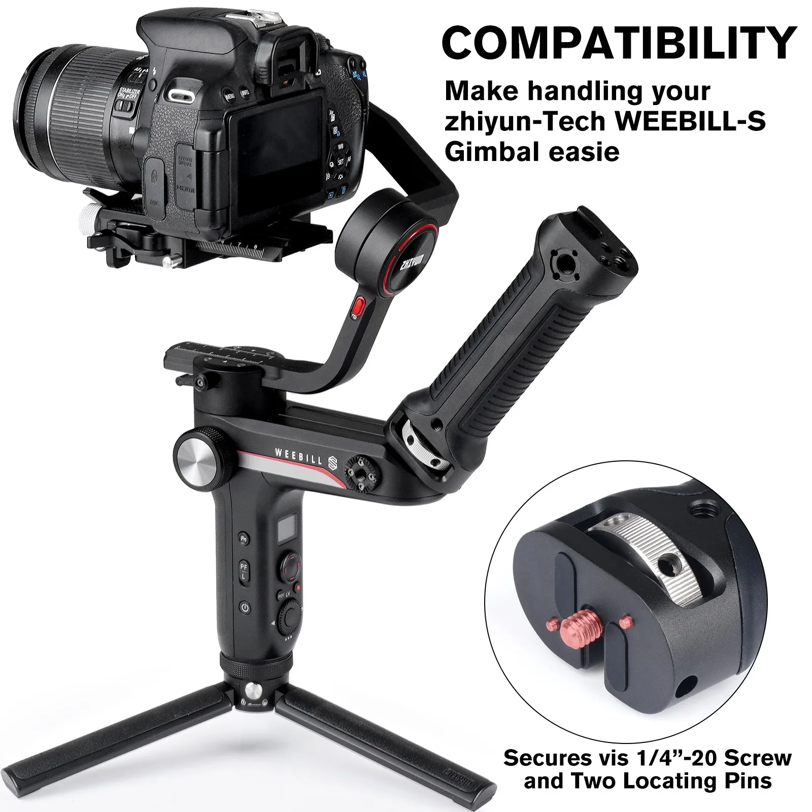 ZHIYUN Hand Grip 1 4 Screw Holes Gimbal Stabilizer Handle Hand Grip Extension Rod Holder for Zhiyun Weebill Lab Weebill S