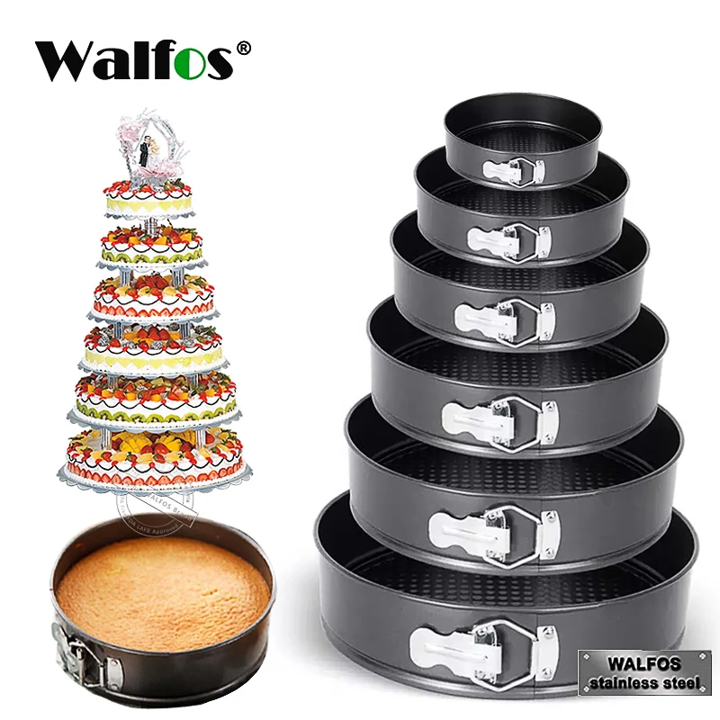 

WALFOS Removable Bottom Non-Stick Metal Cake Baking Pan Round Pizza Cake Mold Bread Baking Tray Bakeware Kitchen Accessories