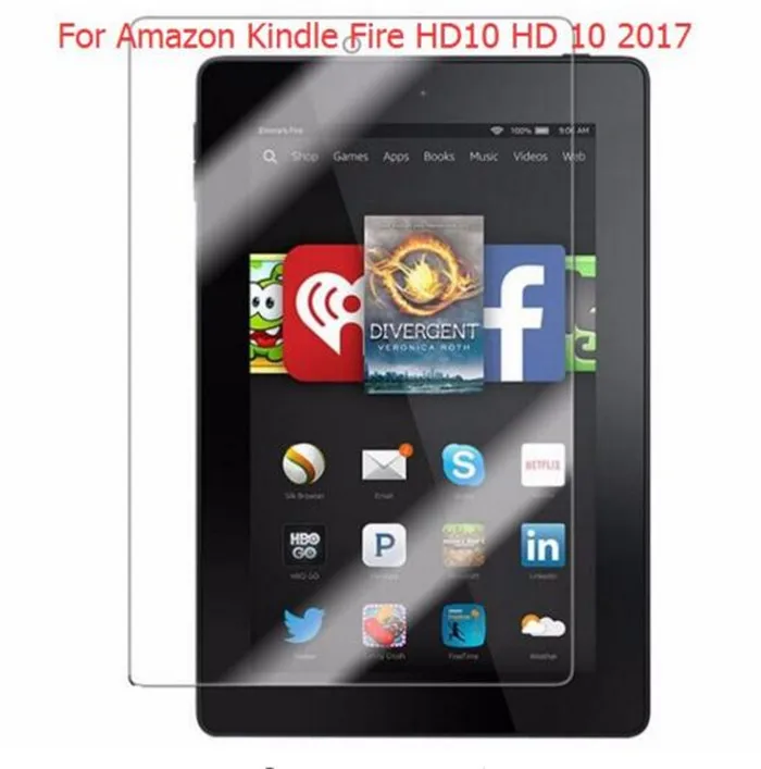 

Tempered Glass Screen Protector Film for Amazon Kindle Fire HD10 HD 10 2017 10.1" Tablet