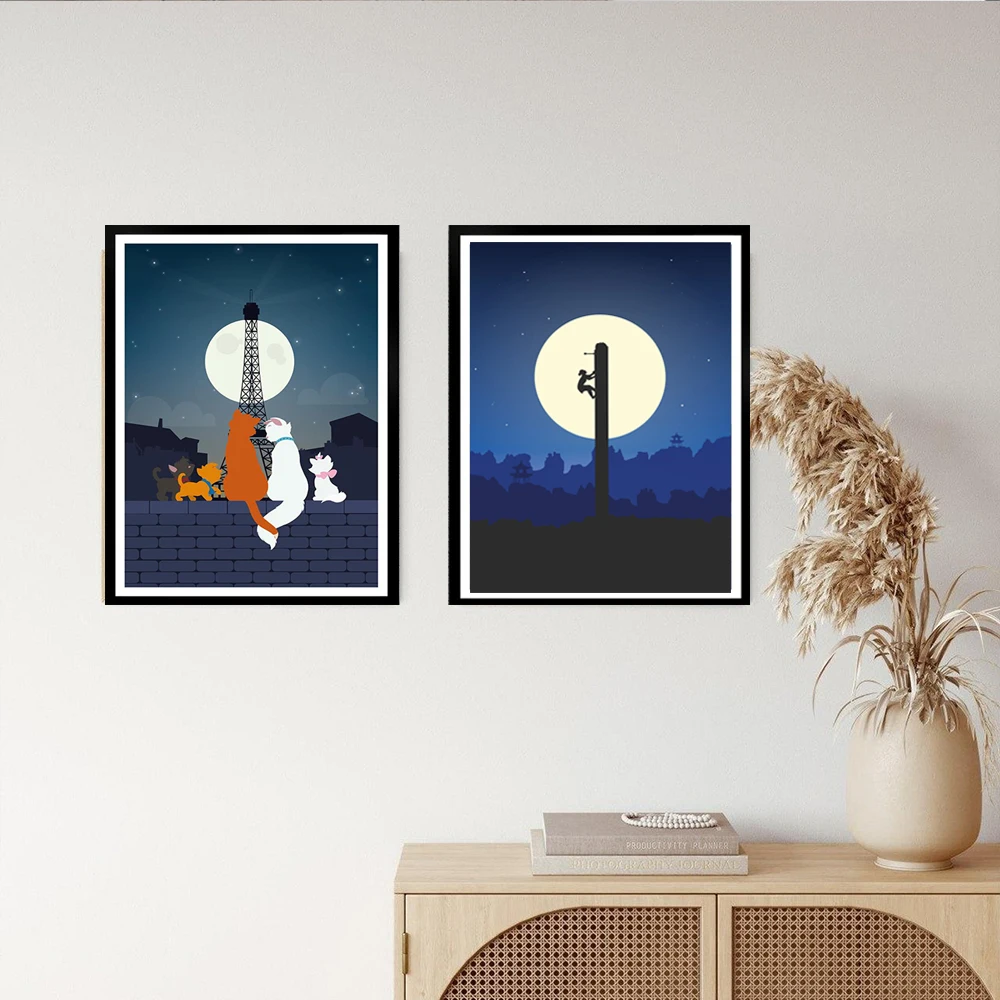 The Aristocats Wall Pictuers , Minimalist Movie Posters,Kittens Canvas Painting ,Mulan Poster,Nursery and Bedroom Decoration