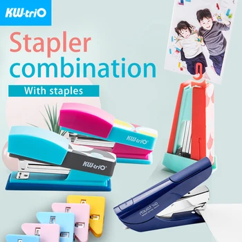 KW-triO cute stapler set air touch stapler or cute swing stapler triangle book clips staple remover office and school supplies