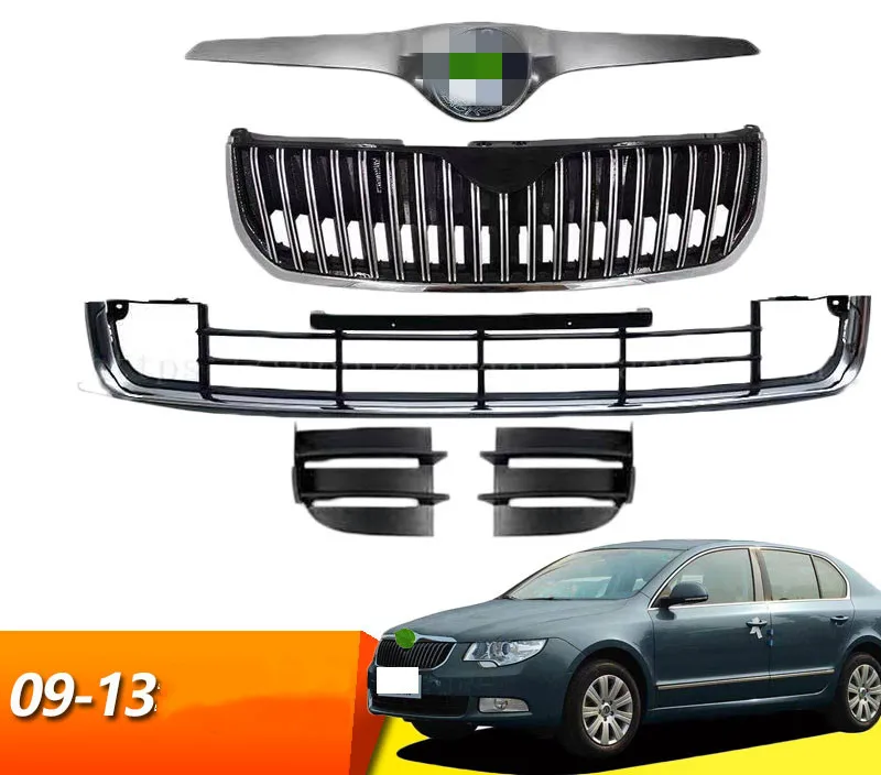 

Front Bumper Grill Mask Radiator Grille fog lamp cover frame for Skoda Superb 2009-2011 Car Accessories