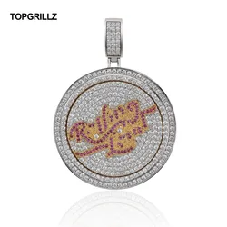 TOPGRILLZ New Music Note Spinner Pendant Necklace Iced Out Hip Hop/Punk Gold Silver Color Chains For Men CZ Charms Jewelry Gift