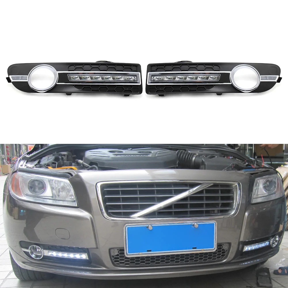 For Volvo S80 S80L 2007 2008 2009 2010 2011 2012 2013 Car Turn Signal Indicator Lights LED Daytime Running Fog Light Trims DRL