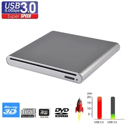 외부 3D 블루레이 버너 DVD 라이터 드라이브, USB 3.0 블루레이 드라이브 플레이어, CD DVD 레코더 리더, 윈도우 XP, 7, 8/10, 맥 OS용