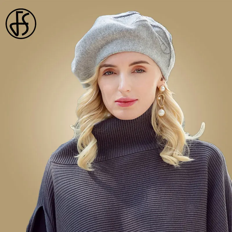 FS Autumn Winter Hat 100% 100% Wool Beret Women French Artist Painter Hats Vintage Lady Girls Female Warm Chapeau Femme Cap 2023