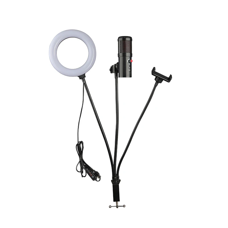 ميكروفون مكثف لأجهزة الكمبيوتر المحمول iPhone Android وميكروفون USB احترافي مع مقبس سماعة أذن لفيديو تدفق الألعاب