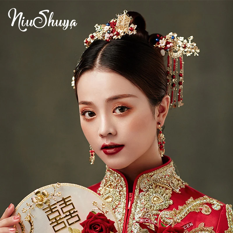 

NiuShuya Traditional Chinese Bridal Hairpins Hanfu Hair Accessories