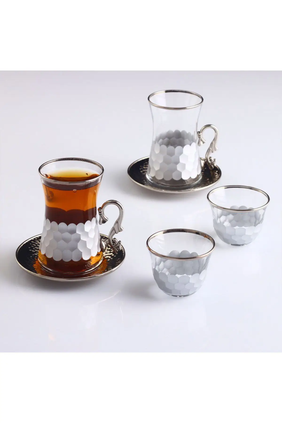 DOLBOVIPaşabahçe 18 Piece Honeycomb Platinum With Handle Tea Team mug кружка coffee cup cup اكواب قهوه tazas