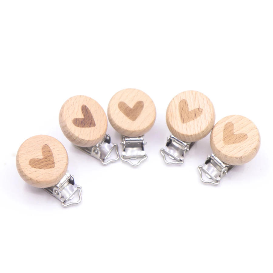 10pcse de madera Cadena de chupete madera de haya Natural bebé chupete Clips DIY Clips para chupetes accesorio