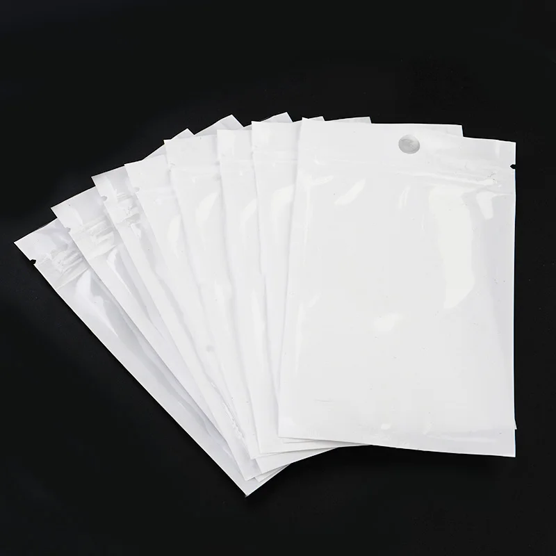 20-50pcs/lot White Clear Self Seal Zipper Plastic Retail Packaging Poly Pouches Ziplock Zip Lock Bags Package With Hang Hole