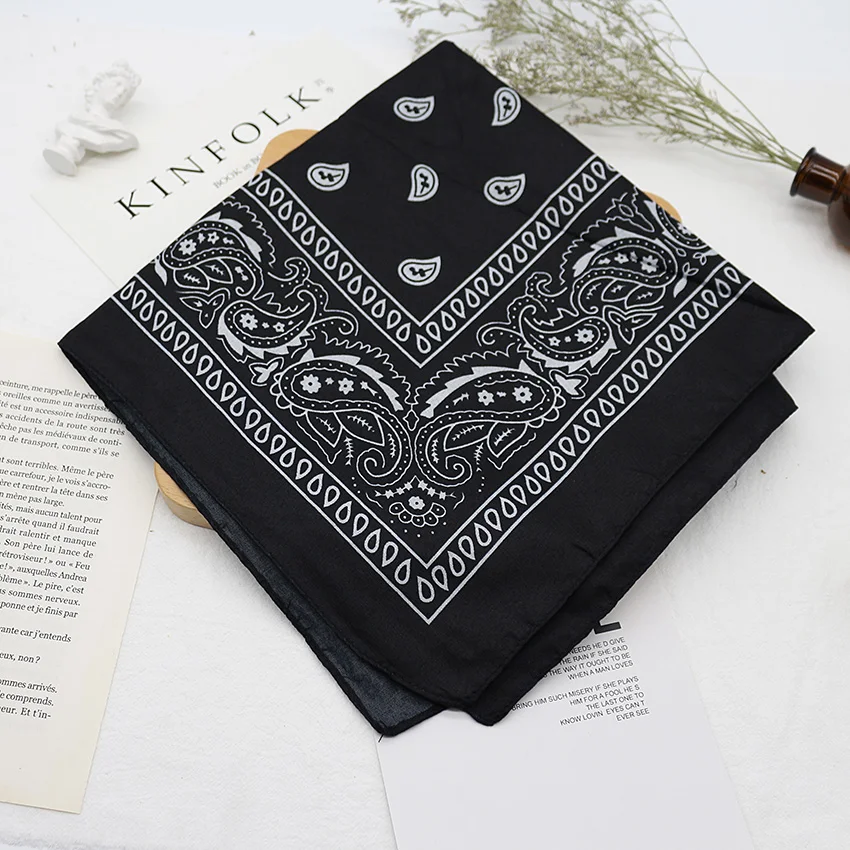 Bandana Kerchief Unisex Hip Hop Black Hair Band Neck Scarf Sports Headwear Wrist Wraps Head Square Scarves Print Handkerchief