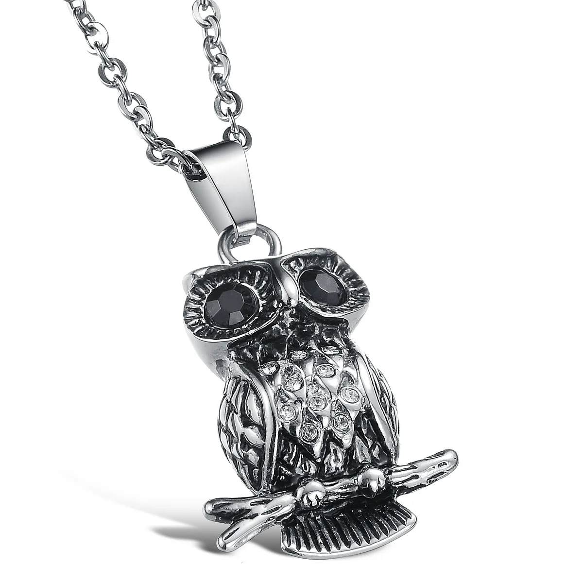 New Retro Animal Owl Branch Shape Pendant Necklace Men's Necklace Fashion Metal Sliding Animal Pendant Accessories Party Jewelry