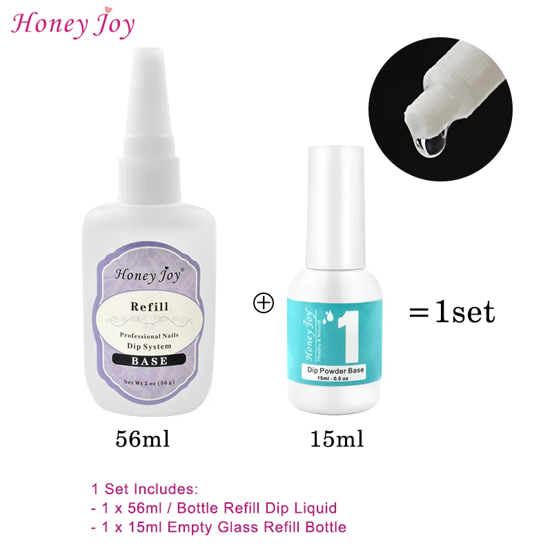 Dip Nails Kits Refill Set 56ml/1.91oz Gel Base Top Sealer Dry Activator+15ml Empty Bottle for Dipping Powder Pre-Bond Liquid