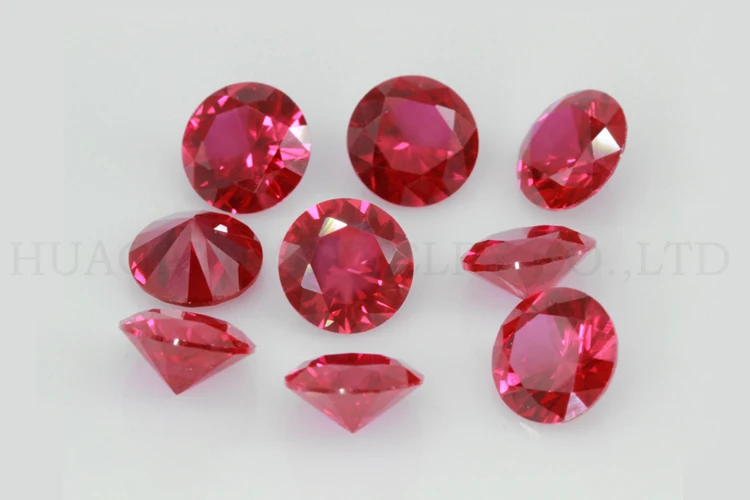 Synthetischer Korund, gemischt, blau, rot, gelb, weiß, grün, Stein, Edelsteine, synthetischer Stein, runder Brillantschliff, Hochtemperatur-Wachseinlage – Detail 8