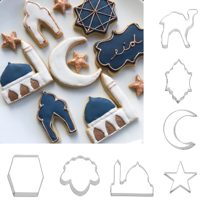 

1PC Eid Mubarak Biscuit Mold Moon Star Church Camel Cookie Cutters DIY Cake Baking Tools Ramadan Kareem Party Home Decorations