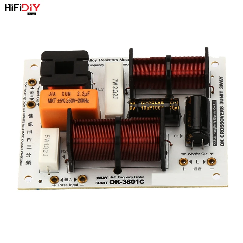 HIFIDIY LIVE OK-3801C 3 Way 3 speaker Unit (tweeter + mid +bass )HiFi Home Speakers audio  Frequency Divider Crossover Filters