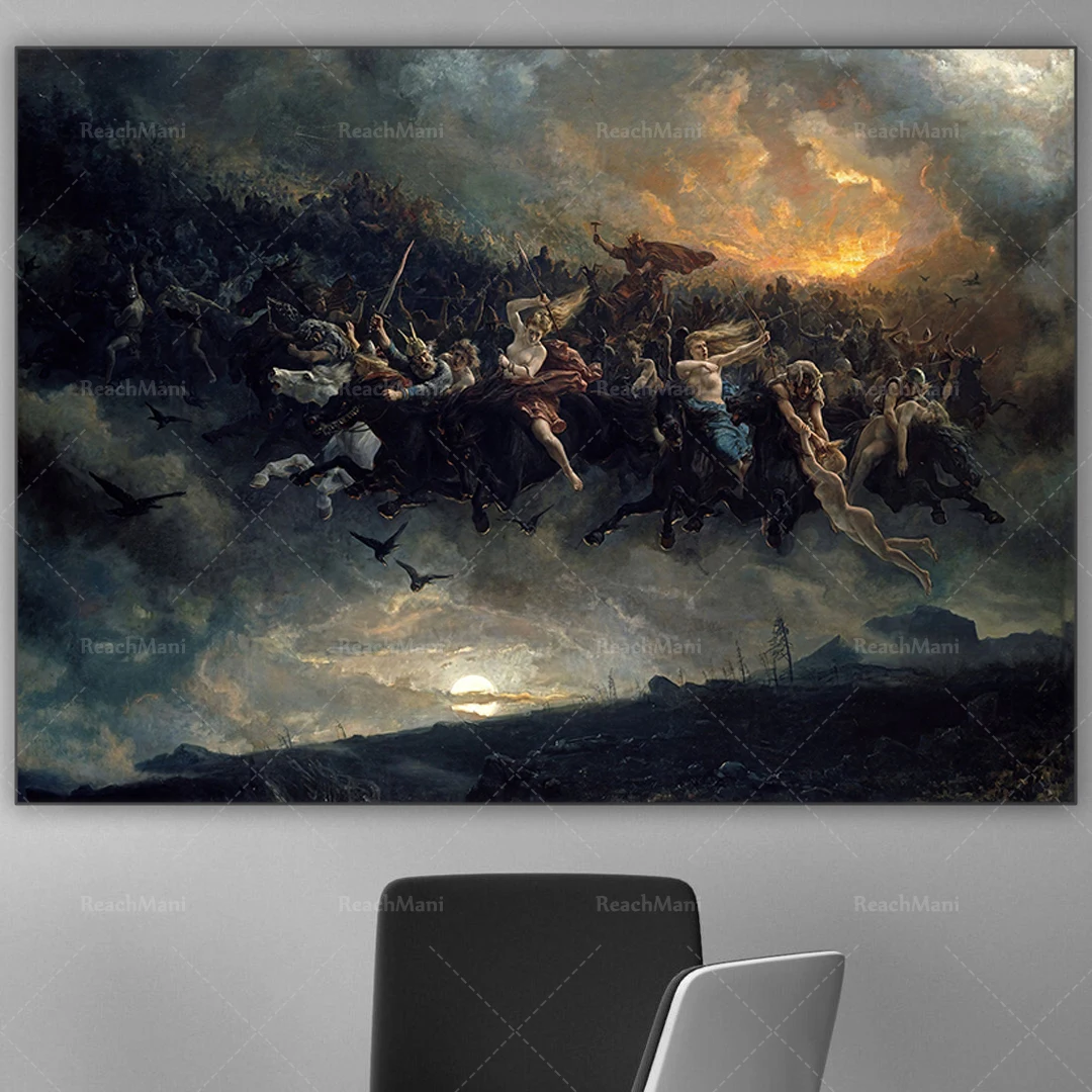 

Peter Nicolai Arbo Odin's Wild Hunting Printed Poster Wall Artist House Decorative Art Poster