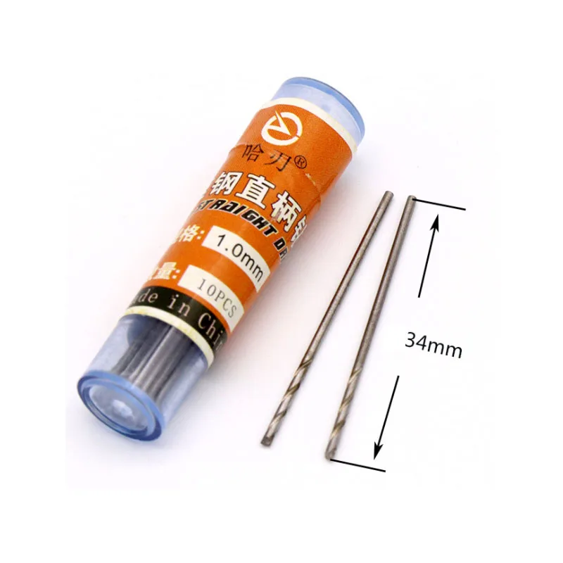 10Pcs 0.5-4mm HSS Straight Stem Twist Drill Spiral Drill Bit