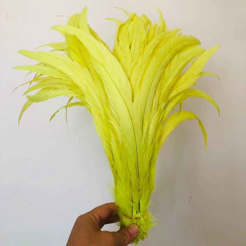 Moda 100 pz 25-30cm 10-12 pollici piume di coda di gallo fluorescente per la decorazione artigianato piuma matrimonio Cafts fai da te accessori