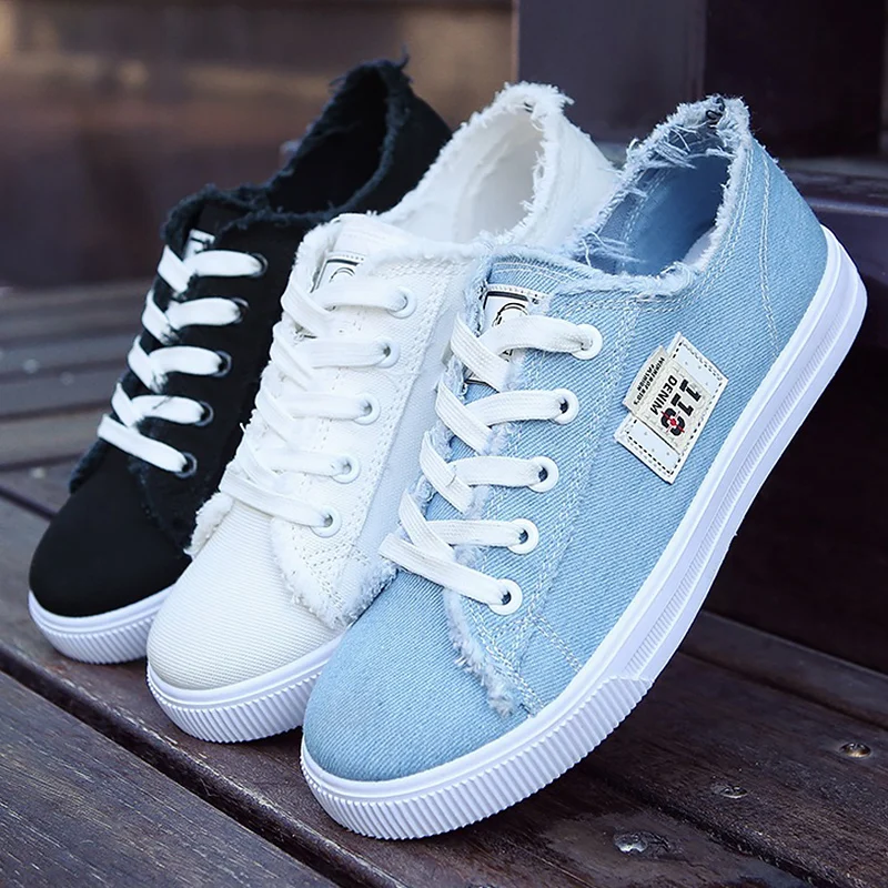 

Women sneakers Big size 35-43 Canvas shoes Woman White/Blue/Black Casual Shoes Female Summer Anti Slip Lace Up Tennis Zapatillas