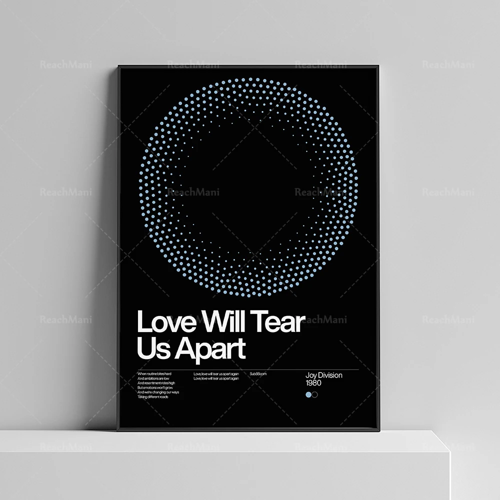 New Wave Poster We Are Robots-Kraftwerk 1978, Love Will Tear Us Apart-Joy Division 1980, New Wave Songs Simple Swiss Graphic Des