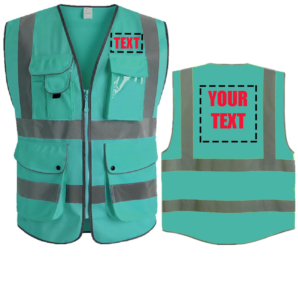 Custom Your Text Logo Reflective Safety Vest Hi Visibility Personalized Construction Work Security Uniform  ANSI Class 2