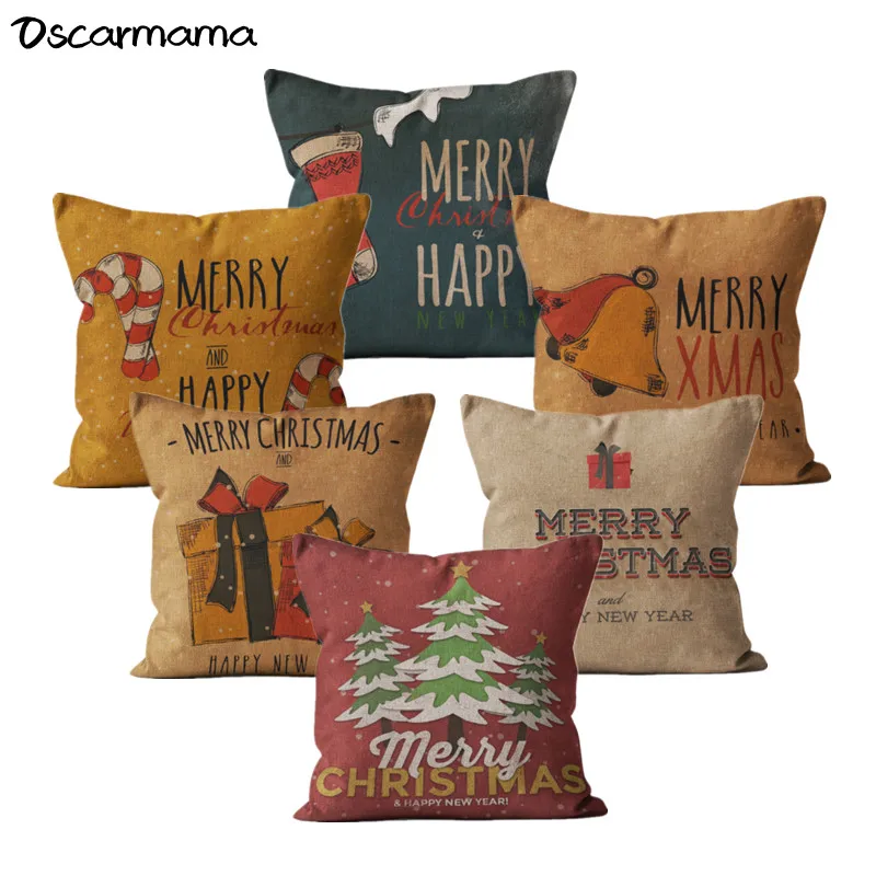 2022 New Year Happy Merry Christmas Tree Cushion Cover 40 45 50 Fall Decoration Home Throw Pillow Case Ornamental Pillowcase