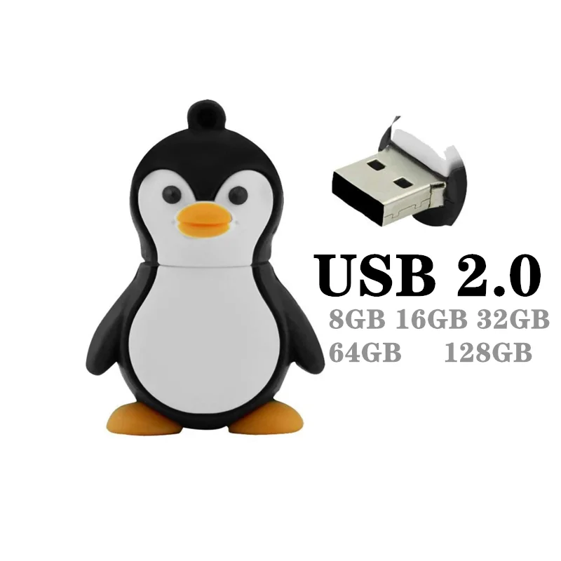 New Cartoon 64GB USB 2.0 Flash Drive Novelty Cute Baby Penguin 512GB 1TB 2TB 128GB 256GB Pen Drive Memory Stick Thumb Drive gift