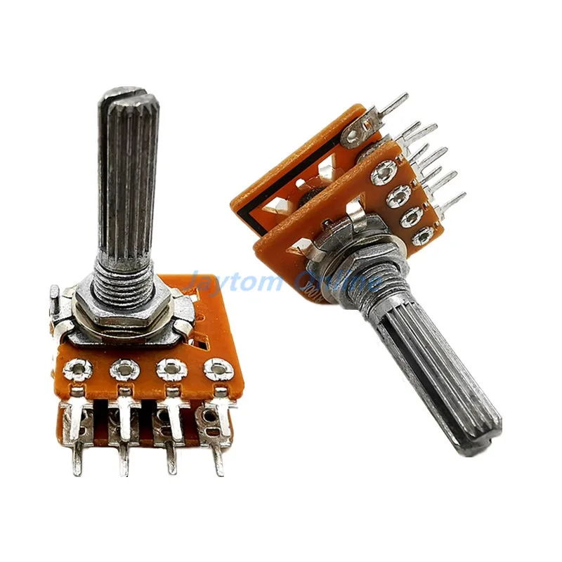 1PC WH-148 Audio Volume Potentiometer Switch Dual 8-pin With Center Tap B50K B100K 25mm