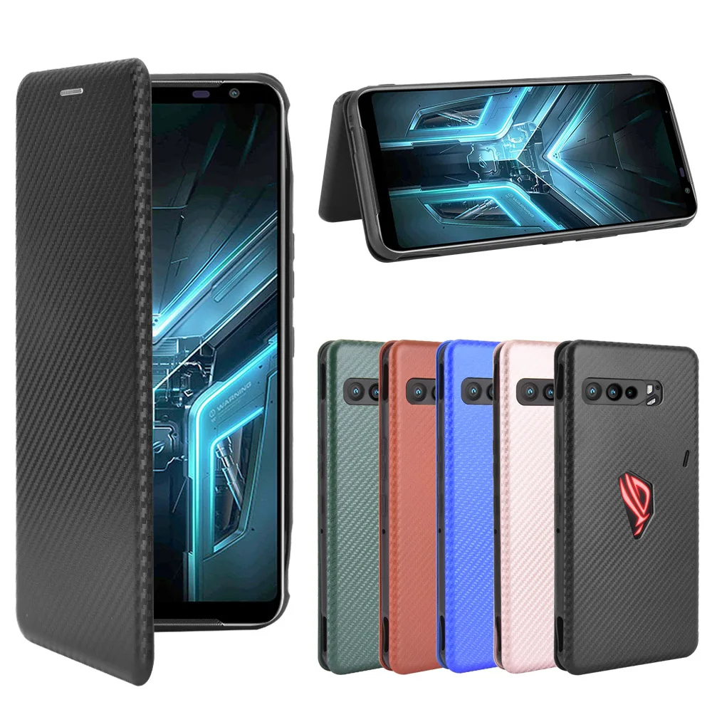 For Asus ROG Phone 3 ZS661KS Case Carbon Fiber Flip Leather Case For Asus ROG Phone 3 ZS661KS 2020 ASUS_I003D Case Cover 6.59\