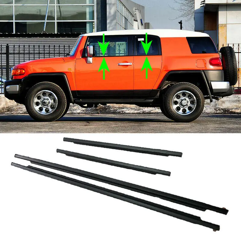 Fits For FJ Cruiser 2006-2020 Car Quarter & Door Belt Moulding Black Set Repair kit Moulding Styling Accessories 4PCS