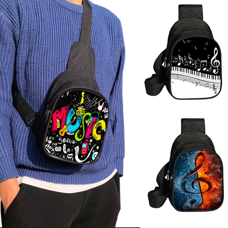 

Music Note Printing Chest Bag Boys Girls Outdoor Sports Bags Casual Fashion Shoulder Bags Portable Waist Bag