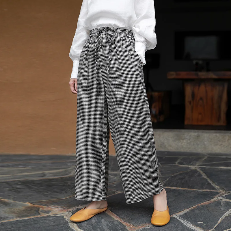 Literary Cotton Linen Women's 2021 Summer Linen Casual Pants Straight Pants Loose Wide Leg Pants Trousers