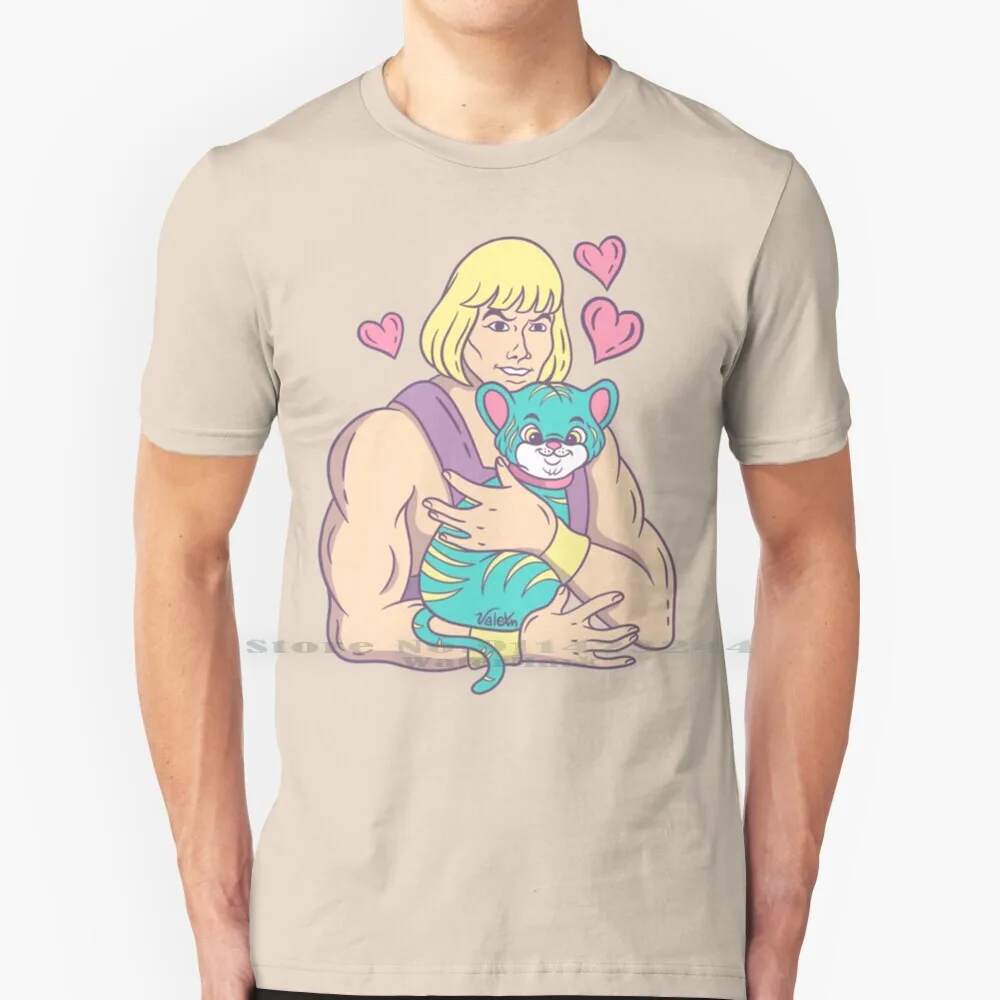 He-Man's Cat T Shirt 100% Pure Cotton He Man Cringer Battle Cats Masters Of The Universe Motu Grayskull Eternia Retro Vintage