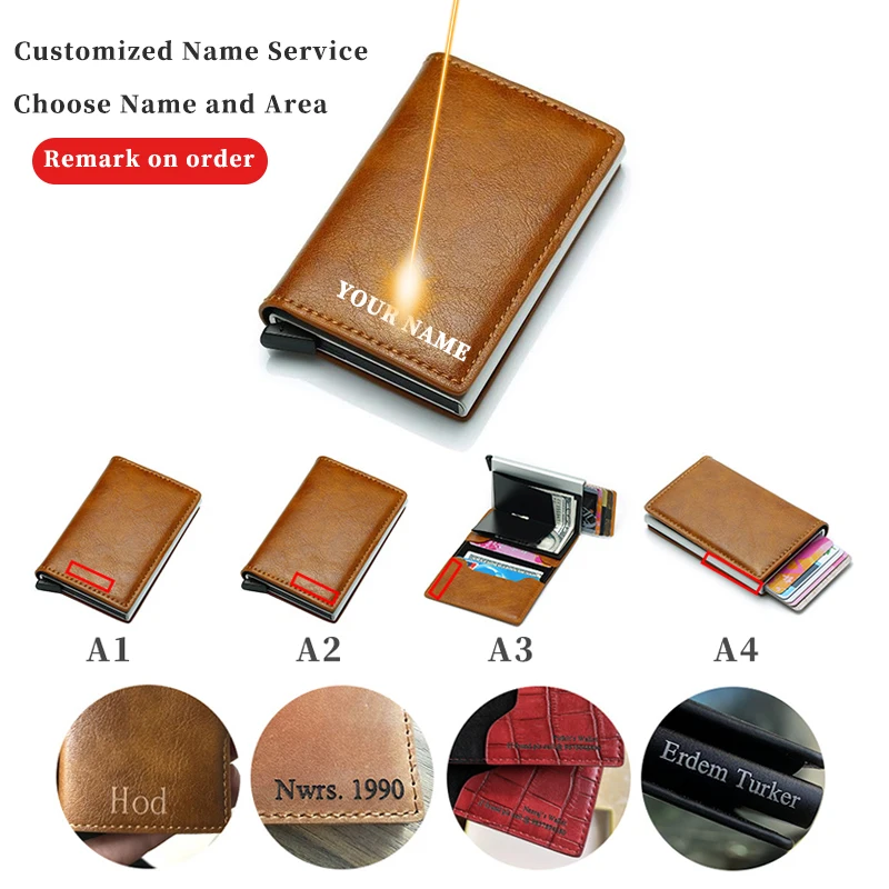 Custom wallet Fiber Card Holder Wallets Men Custom Name Wallet Trifold Leather Slim Card Holder Wallet Credit Card Holder