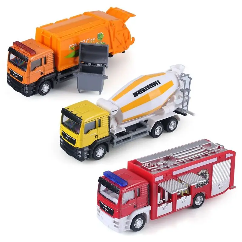 Fire Engine Cement Mixer Garbage Truck RMZ city 1:64 Alloy Car Model Simulation Exquisite Diecasts & Toy Vehicles Christmas Gift