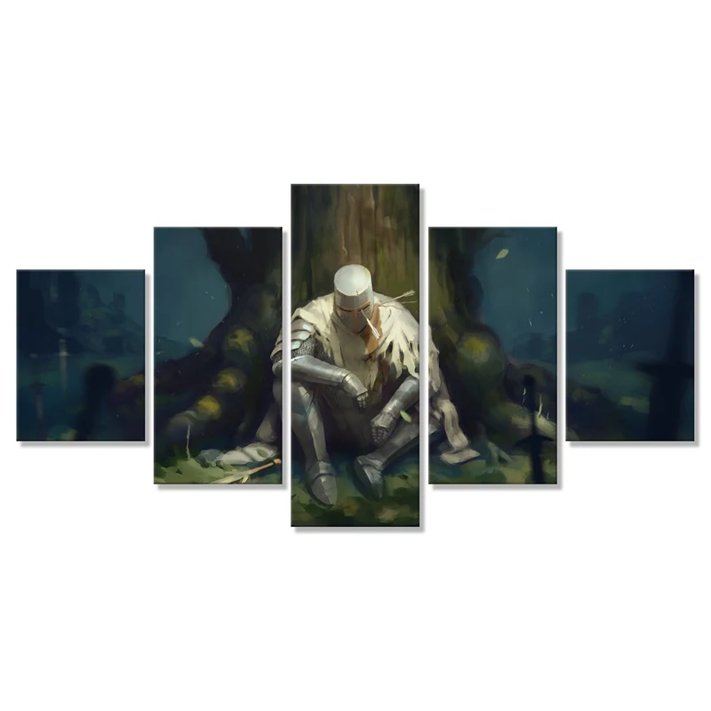 Dark Souls Knight Trees Printed Pictures Home Wall Art Modular Poster 5 Panel Paintings On Canvas Living Room Decor