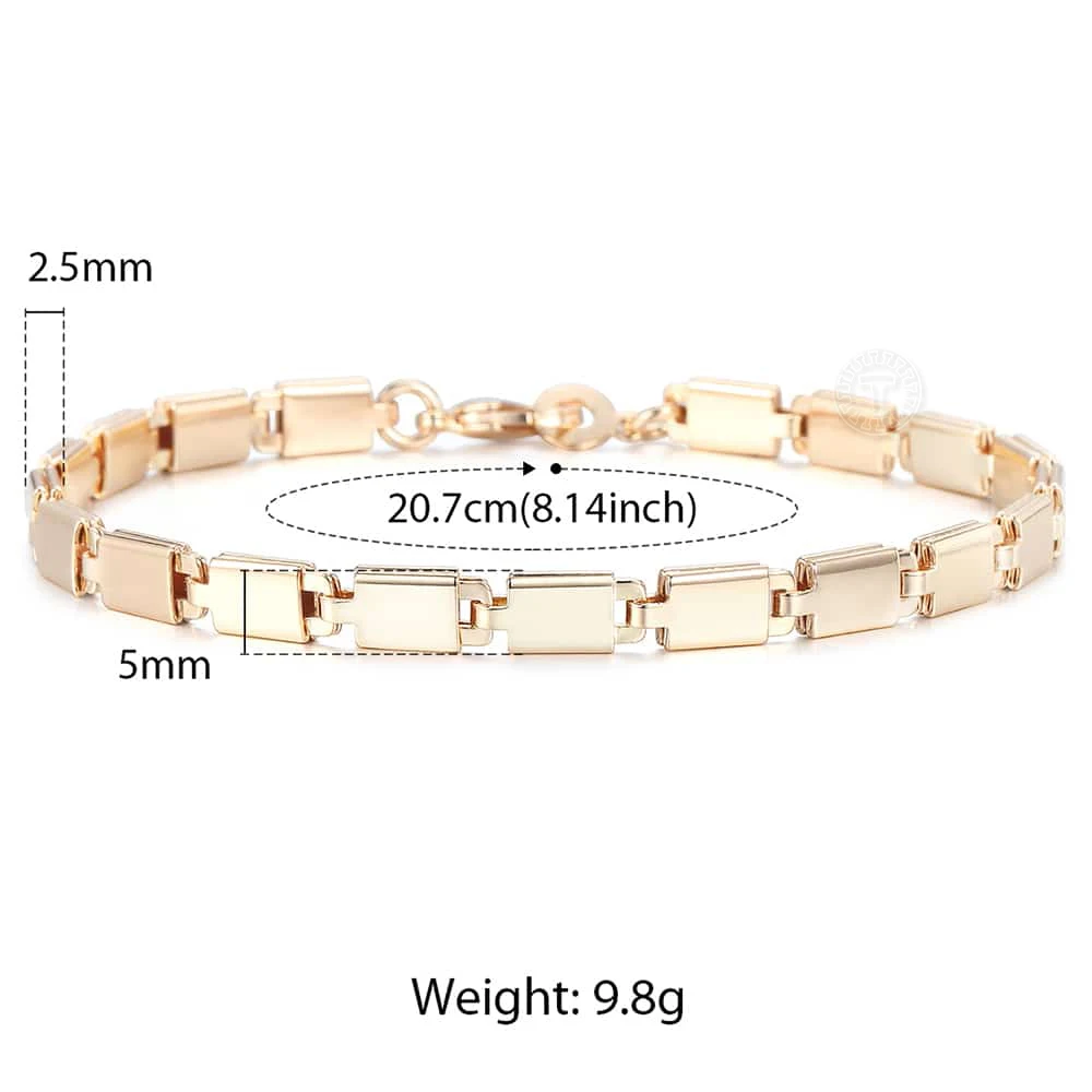 2-6mm Girls Womens Bracelet Chain 585 Rose Gold Color Braided Foxtail Link Bracelet Marina Stick Wristband Jewelry 20cm CB01A