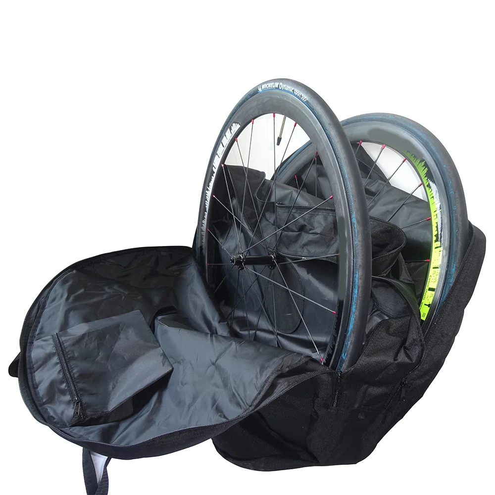 ROAD BIKE WHEEL BAG WITH HUB PROTECTOR, 29  /27.5 ER Double Wheel Bag, Bicycle Wheelset Bag, 700C Padded Wheel Bag